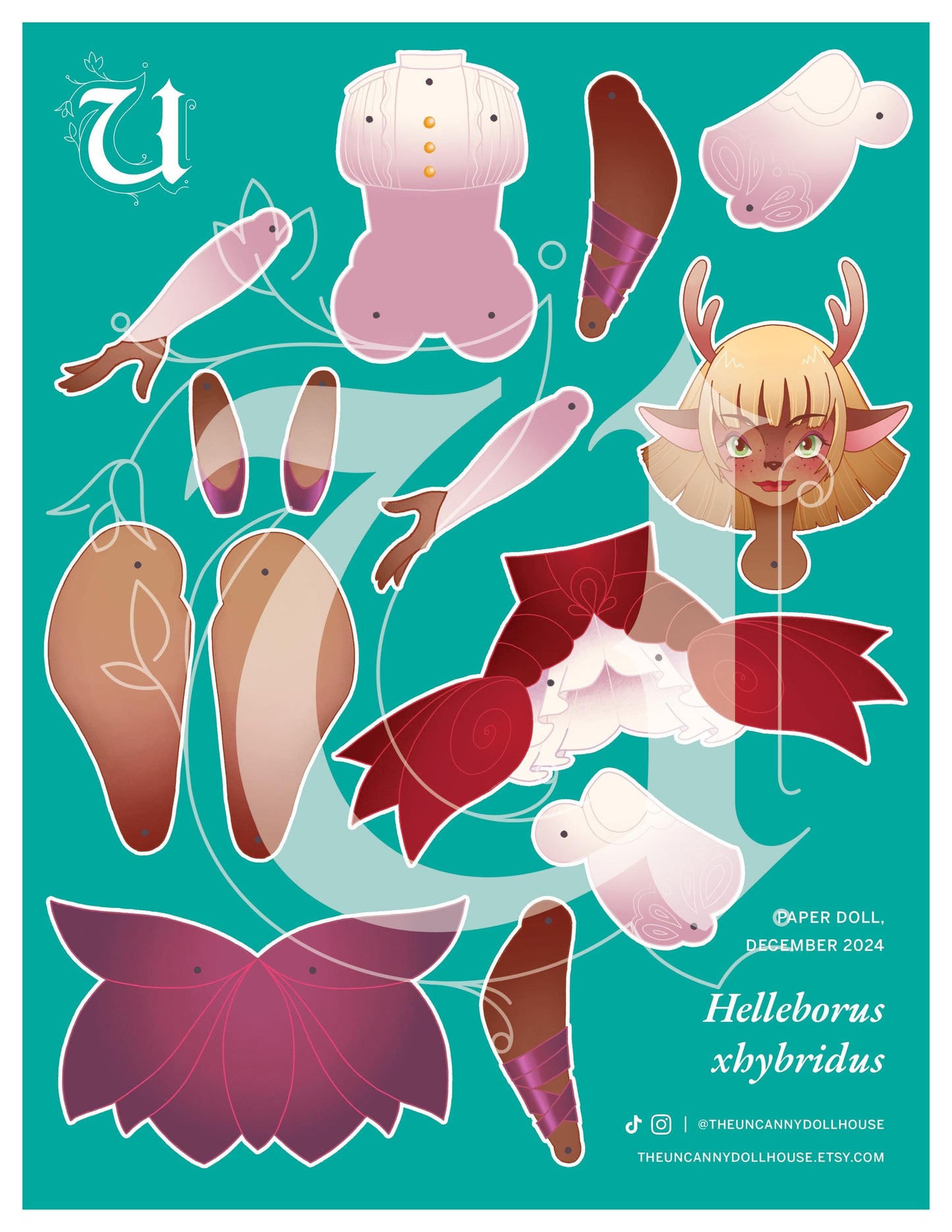 Precut Paper Doll - Hellebore